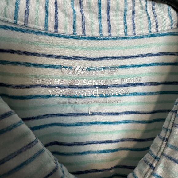 Vineyard Vines Polo Shirt Large Blue Green On the Go Performance OTG Sankaty - Picture 4 of 10